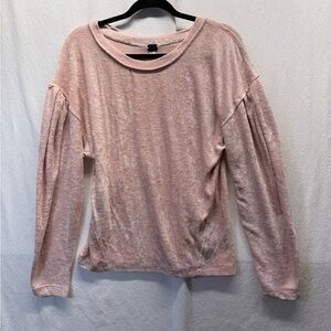 Softness You Can See We The Free Blush Pink LongSleeve VelourCrewneck Sweatshirt